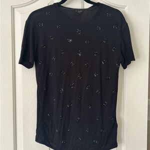 Ted Baker Black Embellished Short Sleeve Top